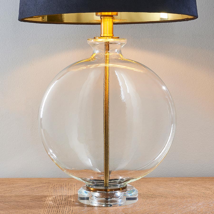 Gideon 1 Light Clear Glass Table Lamp, Antique Brass And Glass Table Lamps Uk