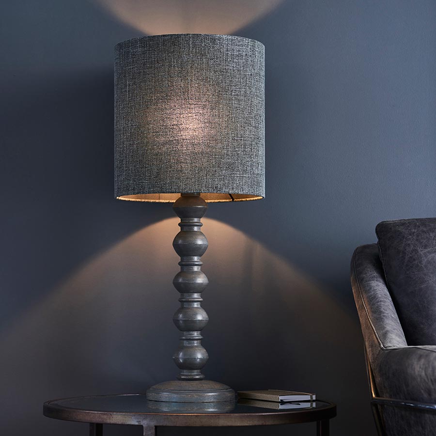 Turned Wood Table Lamp Base Only, Grey Wooden Table Lamp Base