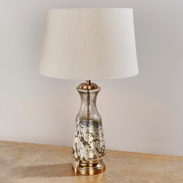 Samuel 1 Light Hammered Foil Glass Table Lamp White Shade