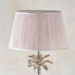 Leaf Large Candlestick Table Lamp Polished Nickel Dusky Pink Silk Shade