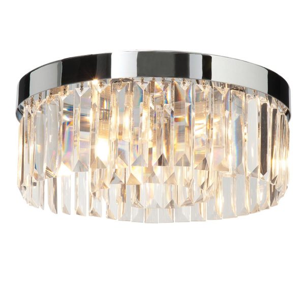 Endon Shimmer Crystal 5 Lamp Flush Bathroom Ceiling Light Chrome
