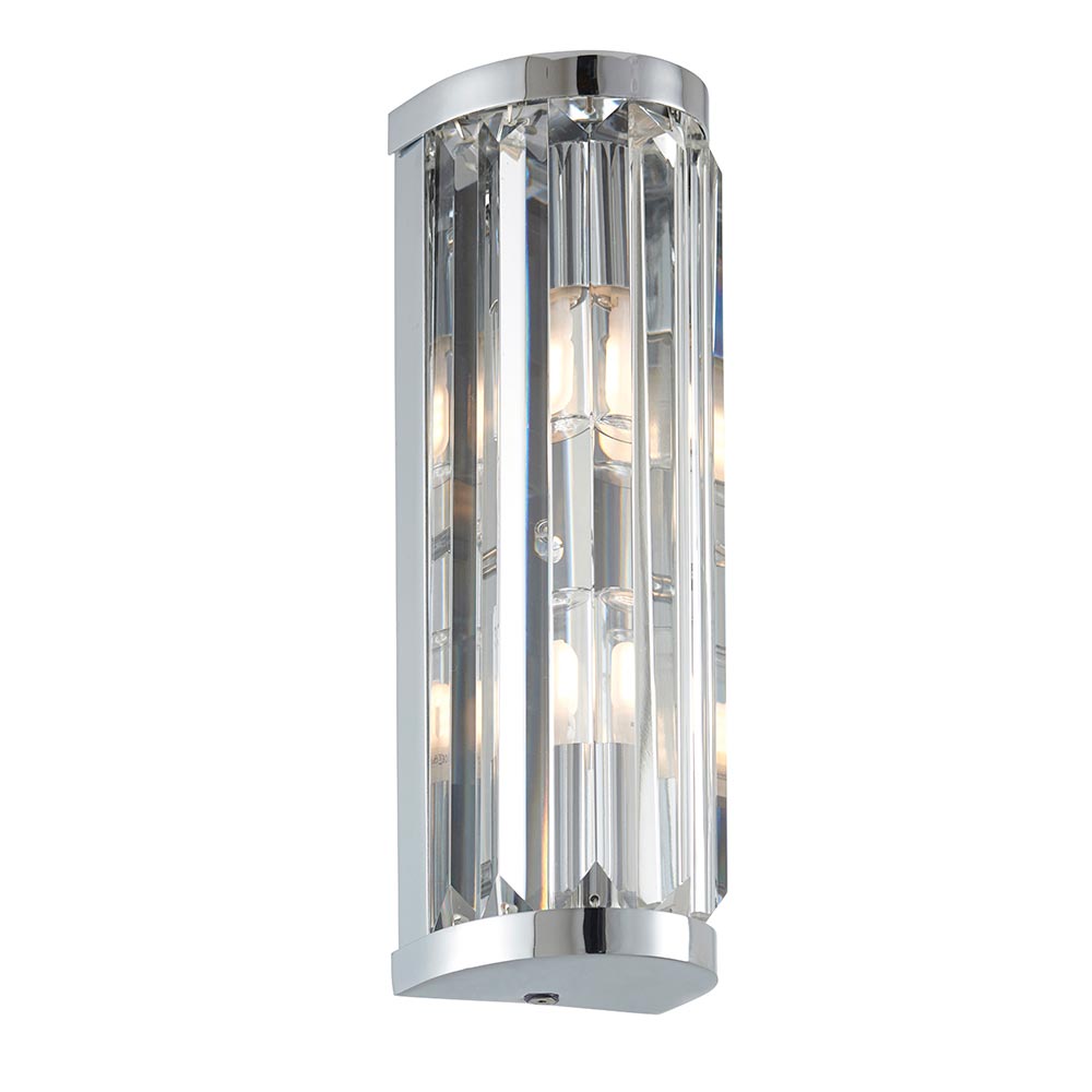 Endon Shimmer Crystal 2 Lamp Bathroom Wall Light Polished Chrome