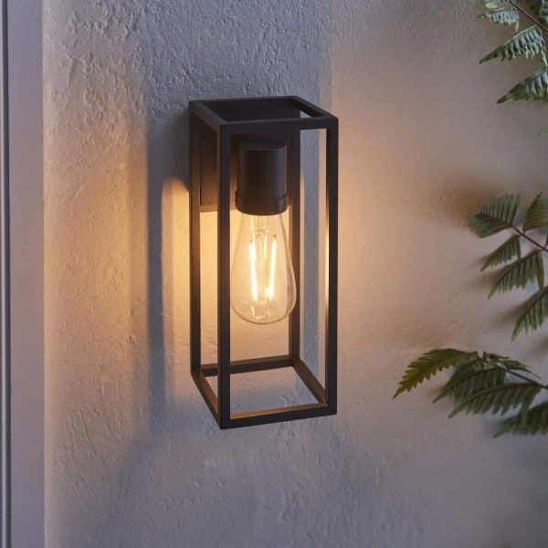 Herbert modern outdoor wall open box lantern textured black main image