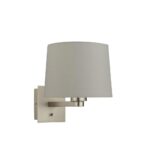 Issac Switched Bedside Wall Light Matt Nickel Taupe Tapered Shade
