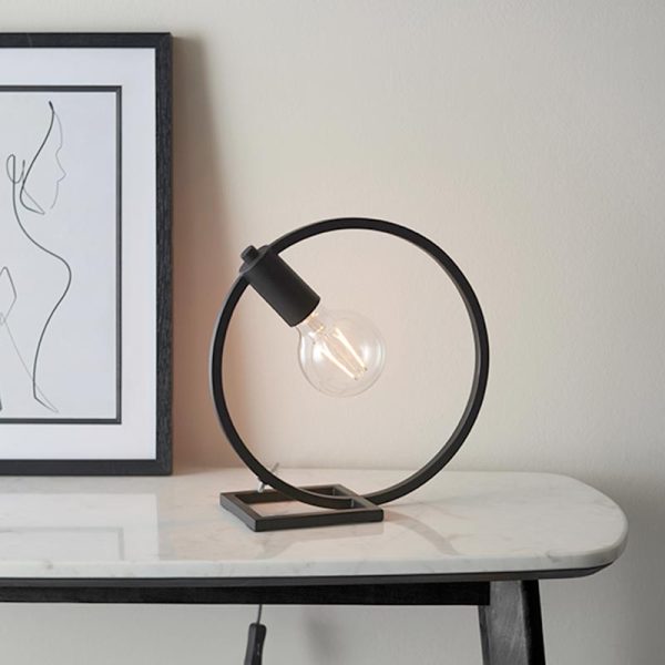 Endon Shape Contemporary Circular 1 Light Table Lamp Matt Black