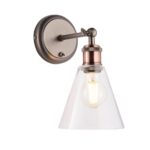 Hal Industrial 1 Lamp Switched Wall Light Pewter / Copper Glass Shade