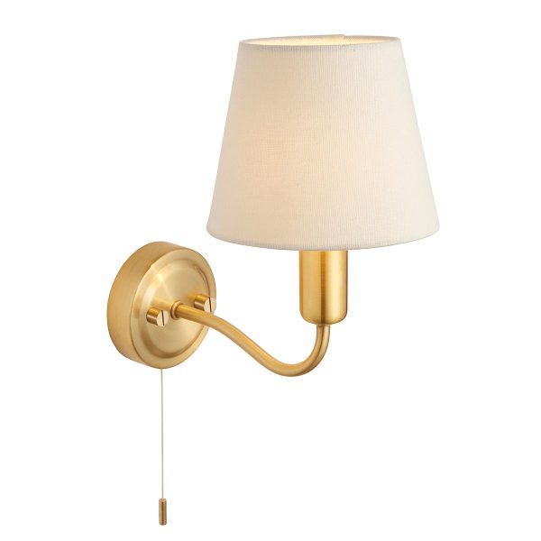 Conway 1 light switched bathroom wall light in satin brass main image