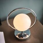 Endon Orb 1 Light Table Lamp Polished Chrome Opal White Glass Globe