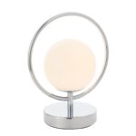 Endon Orb 1 Light Table Lamp Polished Chrome Opal White Glass Globe