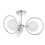 Endon Orb 3 Lamp Semi Flush Ceiling Light Chrome Opal White Globes