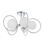 Endon Orb 5 Lamp Semi Flush Ceiling Light Chrome Opal White Globes