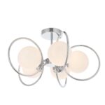 Endon Orb 5 Lamp Semi Flush Ceiling Light Chrome Opal White Globes