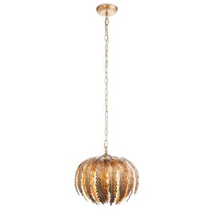 Endon Delphine small 1 light floral ceiling pendant in gold leaf main image
