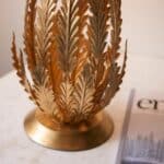Endon Delphine Floral 1 Light Table Lamp Gold Leaf Ivory Cotton Shade