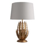 Endon Delphine Floral 1 Light Table Lamp Gold Leaf Ivory Cotton Shade