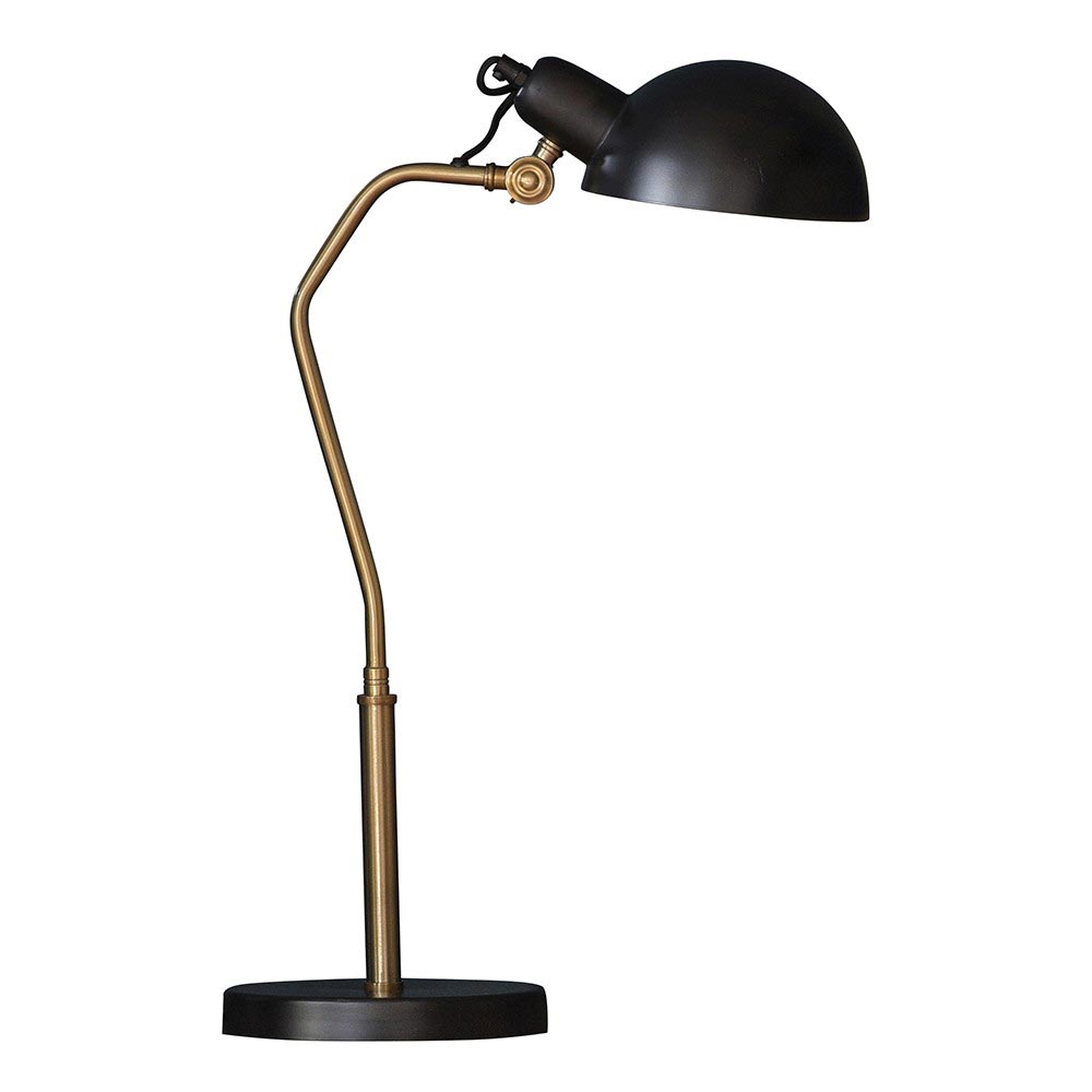Largo Retro Style 1 Light Table Task Lamp Aged Brass Satin Black