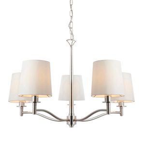 Endon Ortona classic 5 light chandelier in polished nickel main image