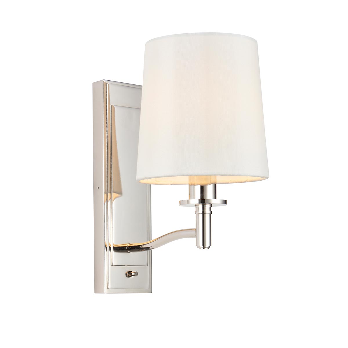 Endon Ortona Switched Single Wall Light Polished Nickel White Shade