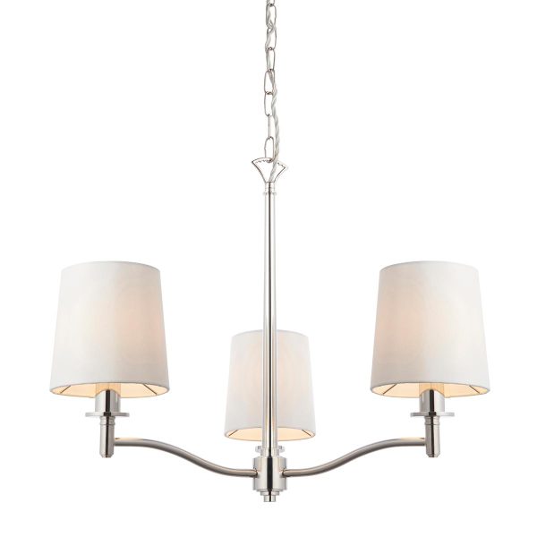 Endon Ortona classic 3 light chandelier in polished nickel main image