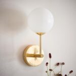 Endon Otto Retro 1 Lamp Wall Light Brushed Brass Opal White Glass