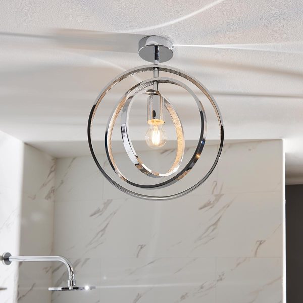 Endon Merola 1 lamp semi flush bathroom ceiling light in chrome and acrylic main image