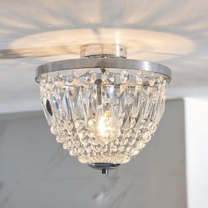 Endon Iona flush bathroom ceiling light in chrome with crystal main image