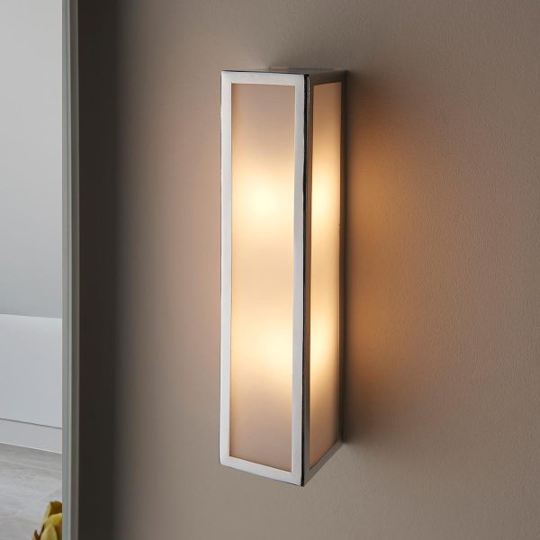 Endon Newham 2 lamp bathroom wall light in chrome with frosted glass main image