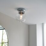 Endon Cheswick 1 Lamp Flush Bathroom Ceiling Light Chrome Clear Glass