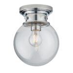 Endon Cheswick 1 Lamp Flush Bathroom Ceiling Light Chrome Clear Glass