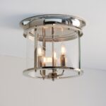 Endon Hampworth 3 Light Flush Low Ceiling Lantern Polished Nickel