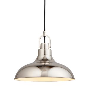 Endon Crofton 1 light industrial ceiling pendant in polished nickel main image