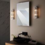Endon Newham 2 Lamp Box Bathroom Wall Light Chrome Ribbed Glass