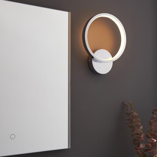 Endon Radius modern LED bathroom wall light in polished chrome main image