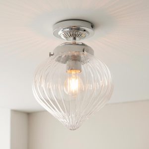 Endon Cheston 1 lamp semi flush ceiling light in polished nickel main image