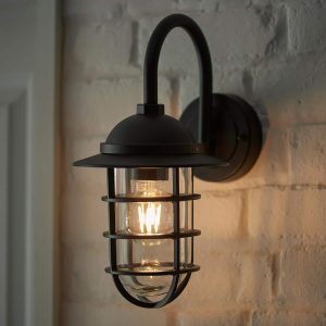 Endon Port 1 light nautical style outdoor wall lantern in textured black main image