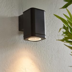Endon Milton modern outdoor wall down light in textured black main image