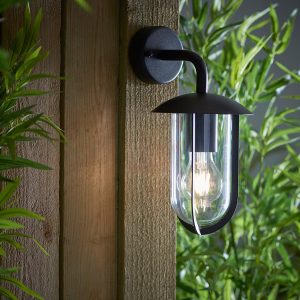 Endon Quinn 1 light outdoor wall lantern in textured black main image