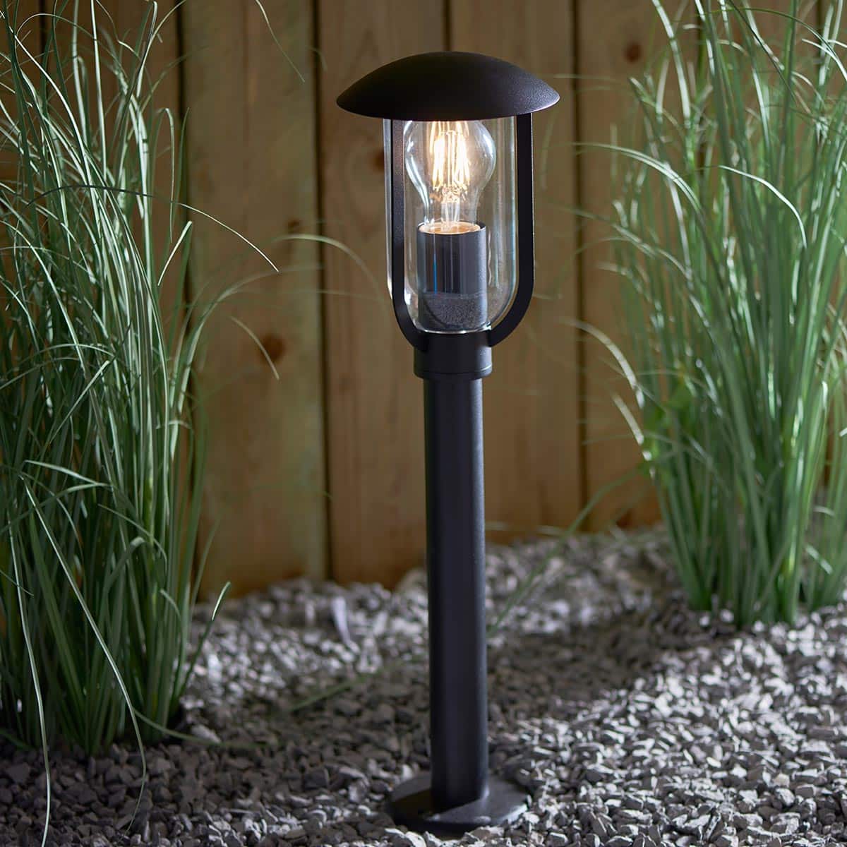 Endon Quinn Modern Classic 1 Light Outdoor Post Lantern Textured Black