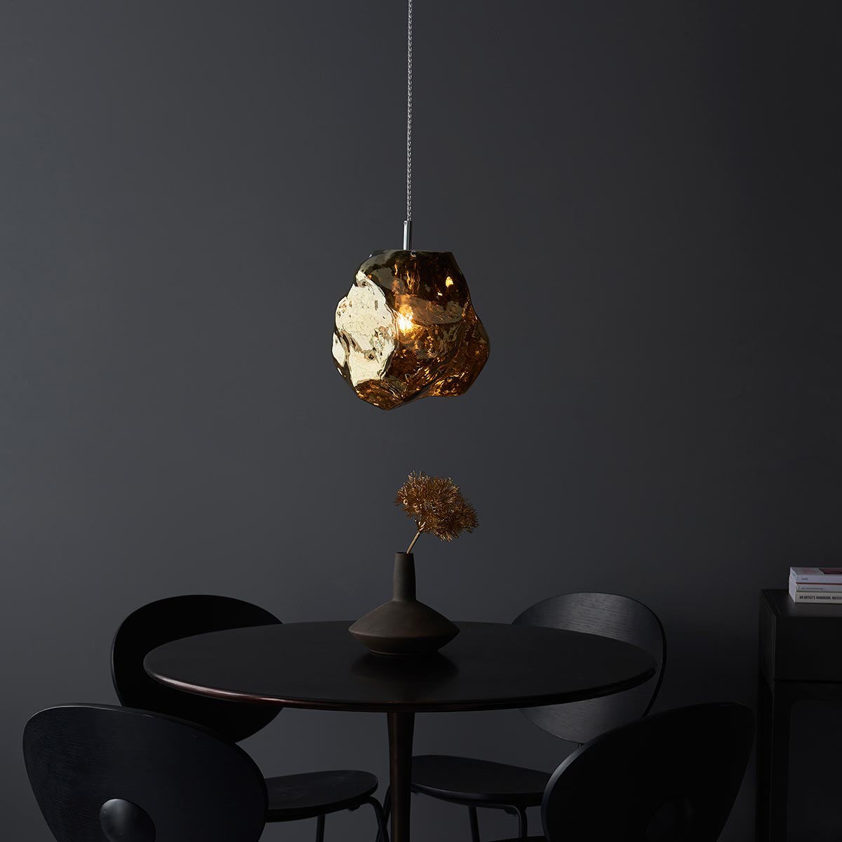 Endon Rock Modern 1 Light Ceiling Pendant Bronze Volcanic Glass