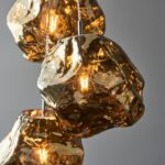 Endon Rock Modern 3 Light Cluster Pendant Bronze Volcanic Glass