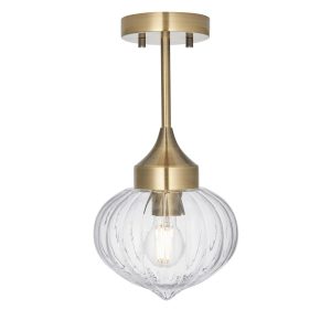 Endon Addison 1 lamp semi flush ceiling light in antique brass main image