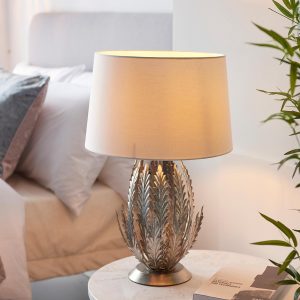 Endon Delphine floral 1 light table lamp in silver leaf main image