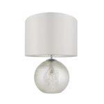 Endon Knighton 2 Light Textured Clear Glass Table Lamp White Shade