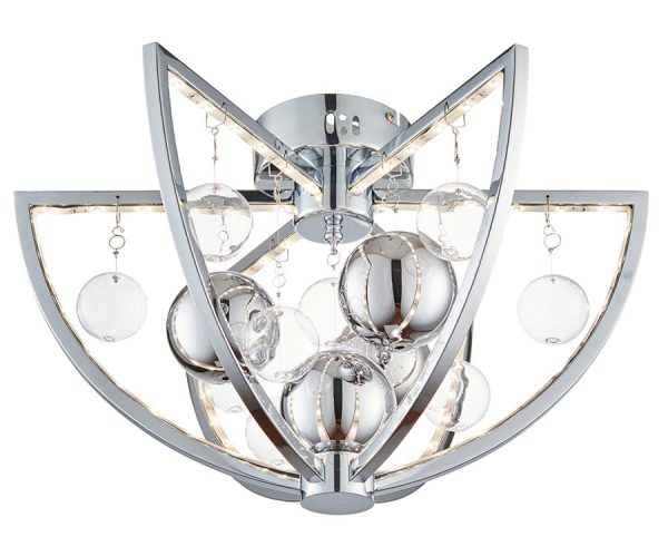 Muni LED modern flush mount low ceiling light polished chrome main image