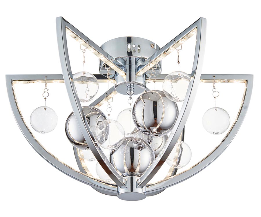 Endon Muni LED Modern Flush Mount Low Ceiling Light Polished Chrome