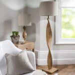 Abia Scandinavian Style 1 Light Wooden Spiral Table Lamp Linen Shade