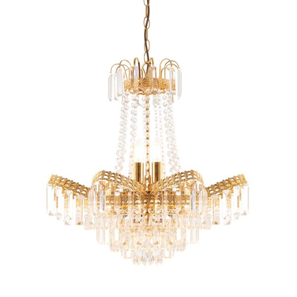 Adagio 9 light faceted glass chandelier gold finish main image
