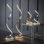 Endon Aria Contemporary 22w LED Ribbon Floor Lamp Silver Leaf Finish