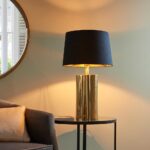 Endon Calan Luxurious Gold Finish 1 Light Table Lamp Black Shade