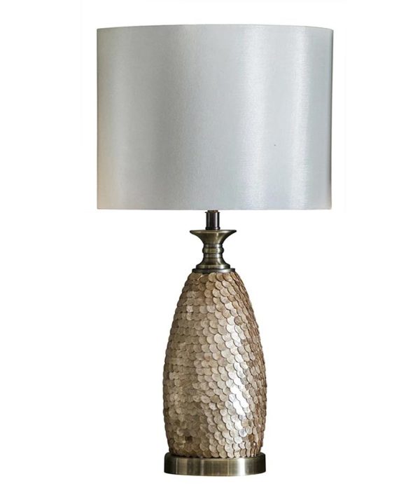 Endon Dahlia classic table lamp with Capiz shells & ivory shade main image